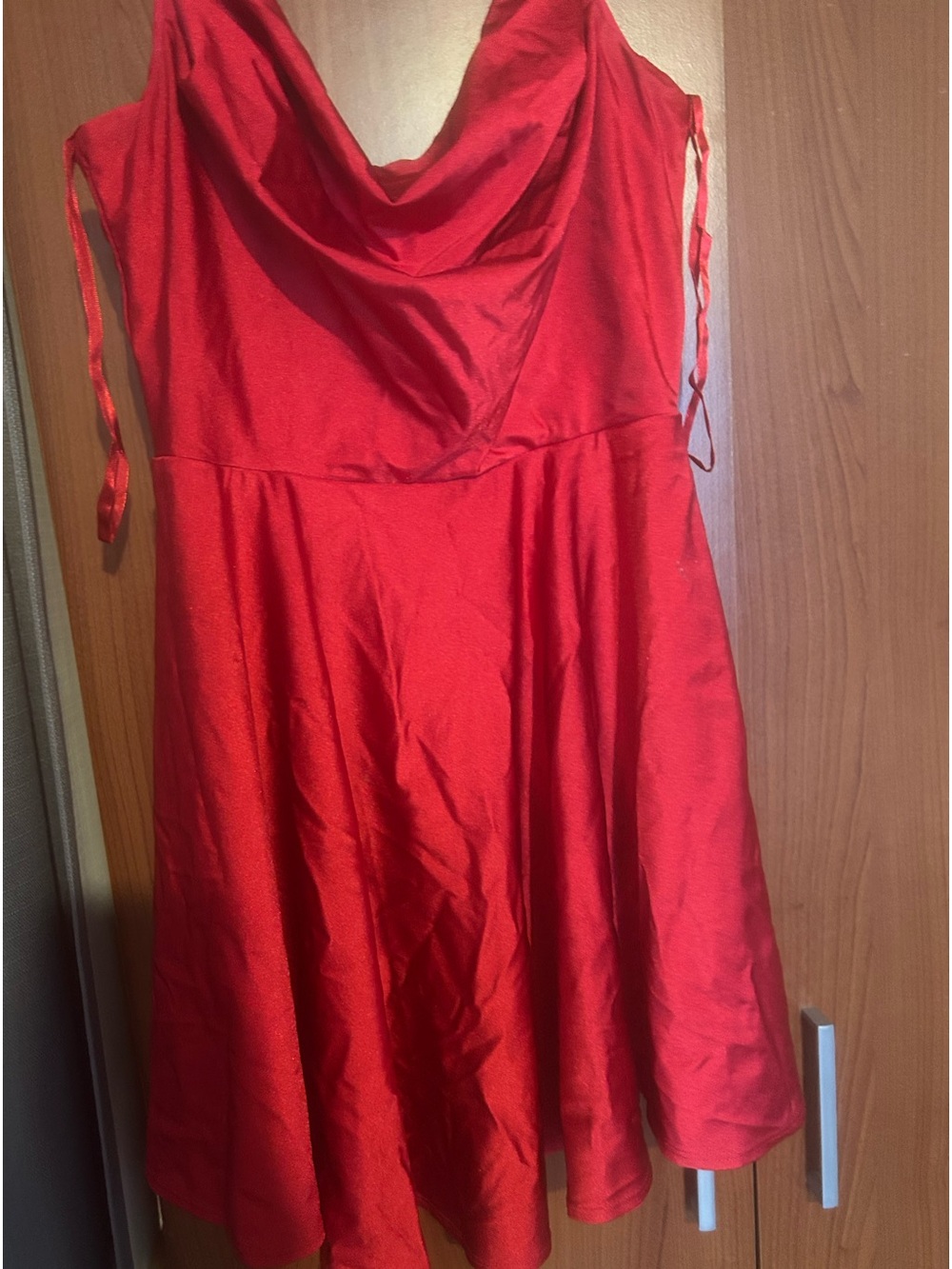 Macy's Red Cowl-Neck Satin Mini Dress